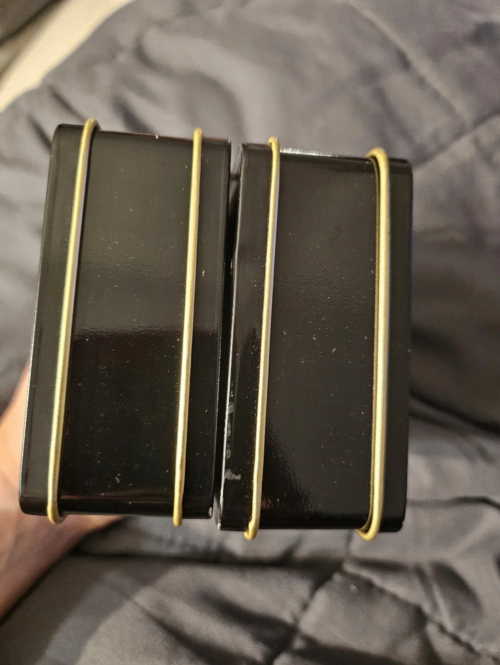 2 Elizabeth Arden‎ Black Cosmetic Cases with Gold Trim